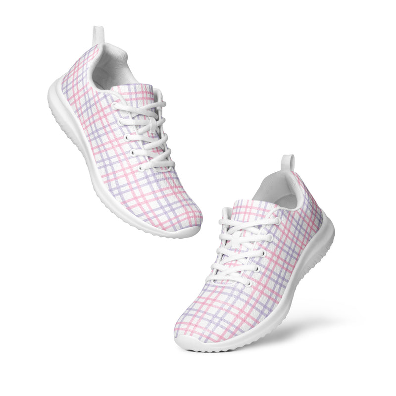 Pink Plaid Soft Athletic #81 - Top Down View | HA!LO Canvas Sneakers