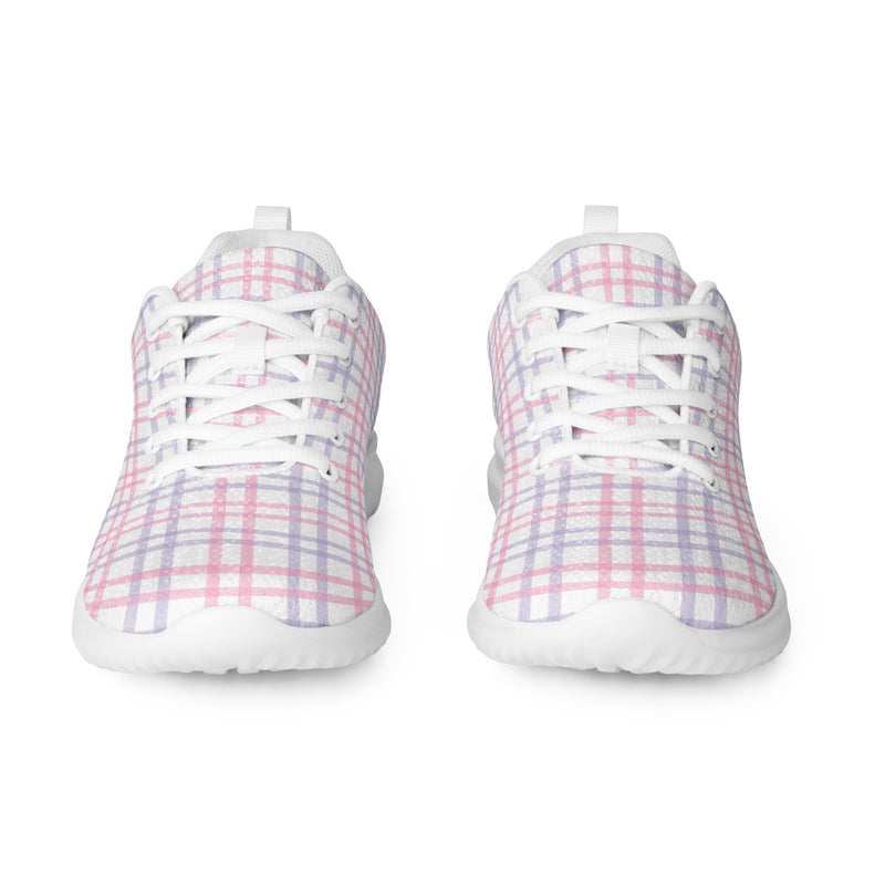 Pink Plaid Soft Athletic #81 - Front View | HA!LO Canvas Sneakers