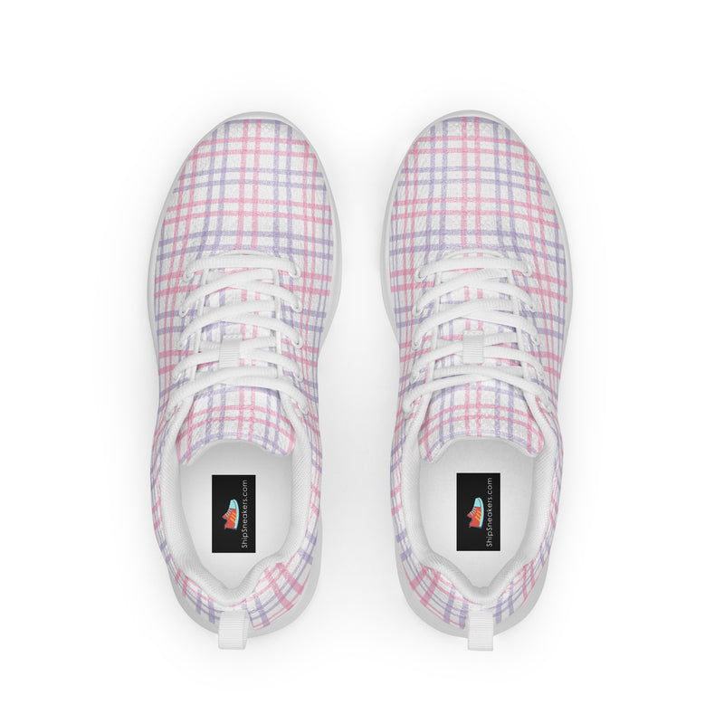 Pink Plaid Soft Athletic #81 - Back View | HA!LO Canvas Sneakers