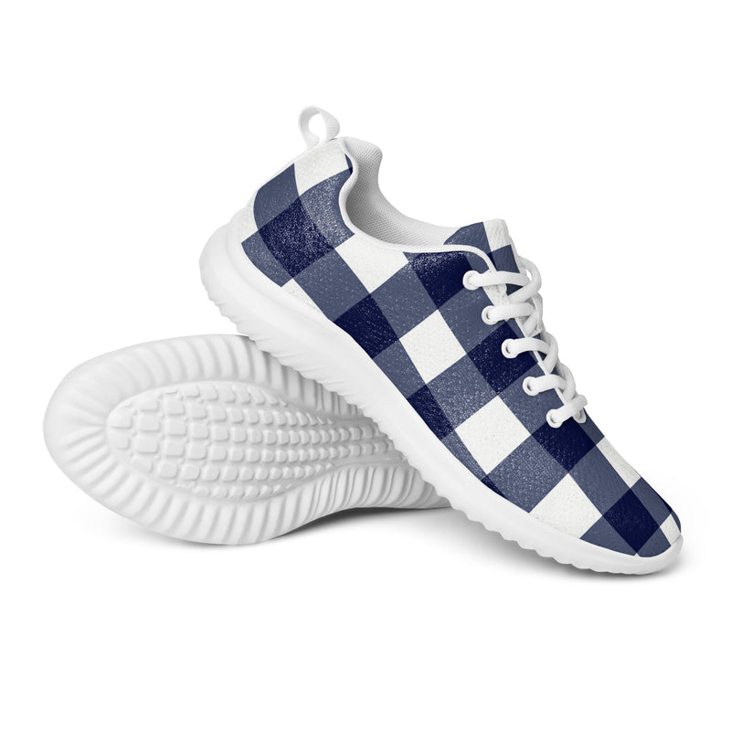 Navy Buffalo Check Athletic #89 - Canvas High Top Sneakers | HA!LO