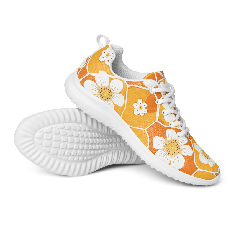 Orange Honeycomb Floral Athletic #95 - Canvas High Top Sneakers | HA!LO
