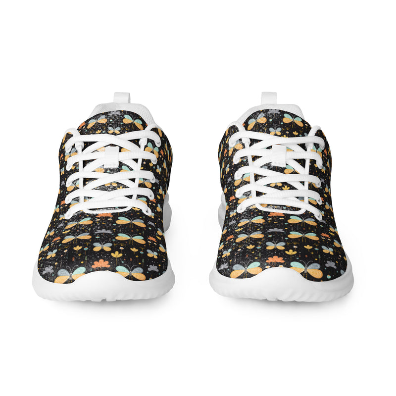 Black Gold Floral Athletic #97 - Front View | HA!LO Canvas Sneakers
