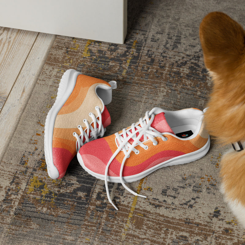 Peach Watercolor Athletic #126 - Opposite Side | HA!LO Canvas Sneakers