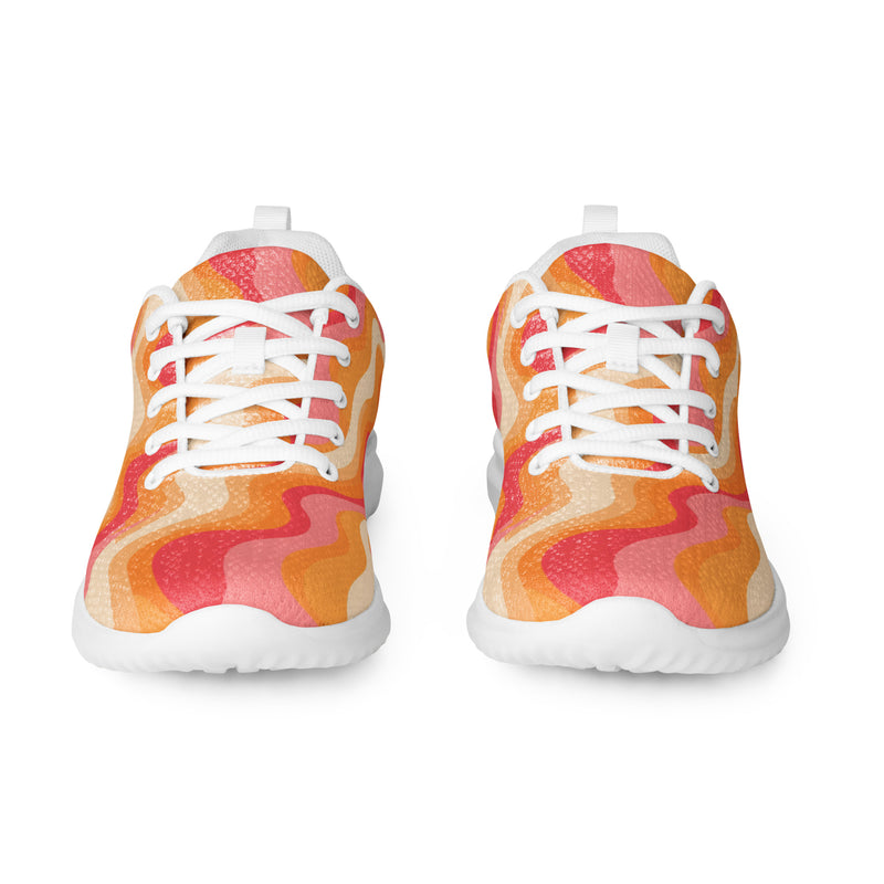 Retro Orange Wave Athletic #122 - Front View | HA!LO Canvas Sneakers