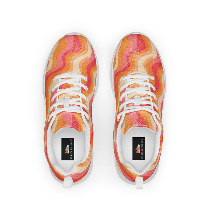 Retro Orange Wave Athletic #122 - Back View | HA!LO Canvas Sneakers