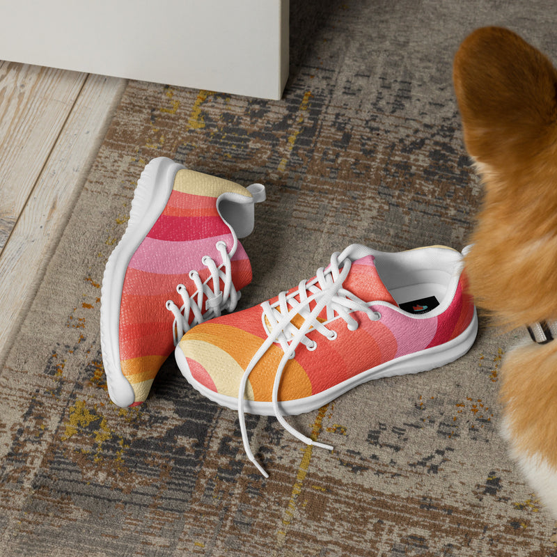 Coral Watercolor Athletic #125 - Opposite Side | HA!LO Canvas Sneakers