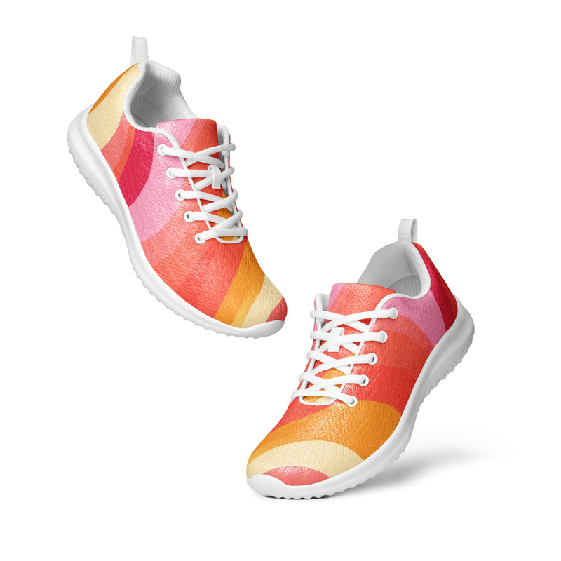 Coral Watercolor Athletic #125 - Top Down View | HA!LO Canvas Sneakers