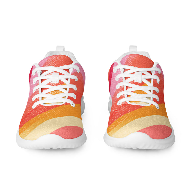 Coral Watercolor Athletic #125 - Front View | HA!LO Canvas Sneakers