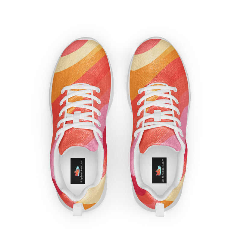 Coral Watercolor Athletic #125 - Back View | HA!LO Canvas Sneakers