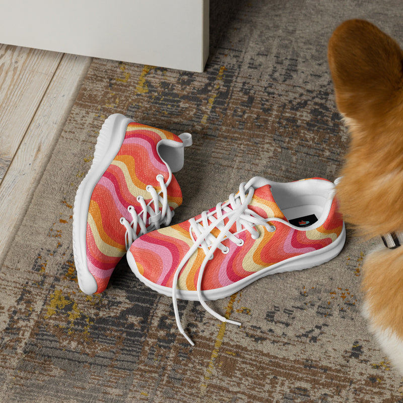 Pink Flame Swirl Athletic #120 - Opposite Side | HA!LO Canvas Sneakers