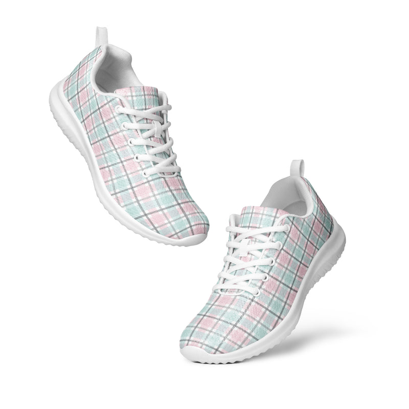 Pastel Plaid Grid Athletic #130 - Top Down View | HA!LO Canvas Sneakers