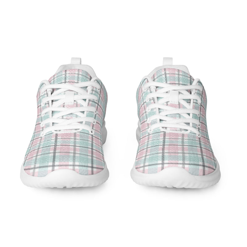 Pastel Plaid Grid Athletic #130 - Front View | HA!LO Canvas Sneakers