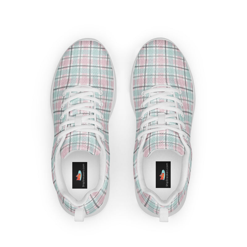 Pastel Plaid Grid Athletic #130 - Back View | HA!LO Canvas Sneakers