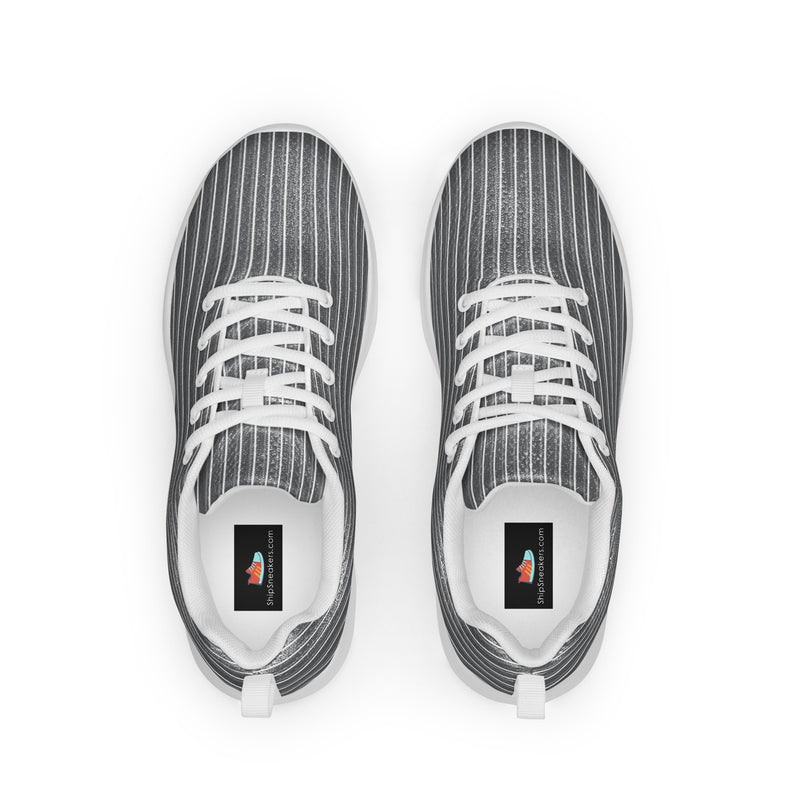Gray Pinstripe Athletic #133 - Back View | HA!LO Canvas Sneakers