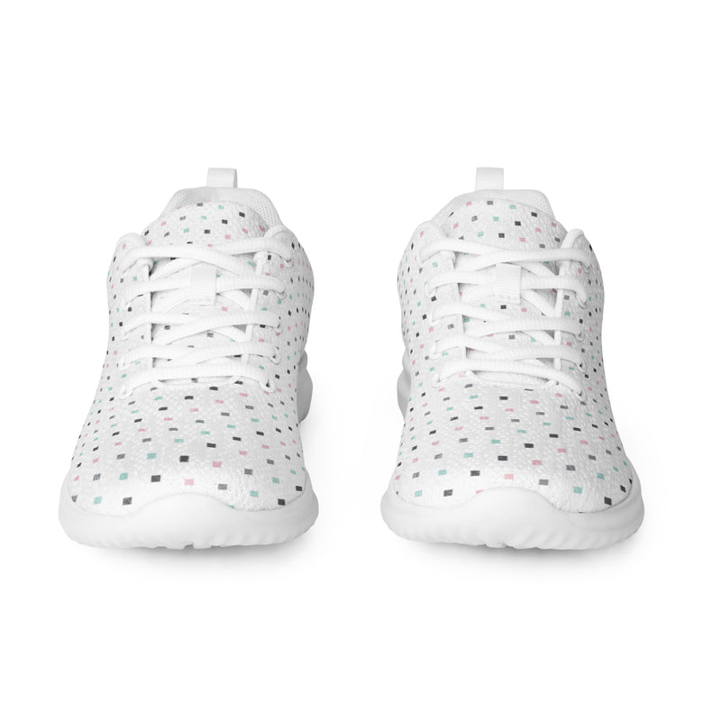White Mini Dot Athletic #137 - Front View | HA!LO Canvas Sneakers