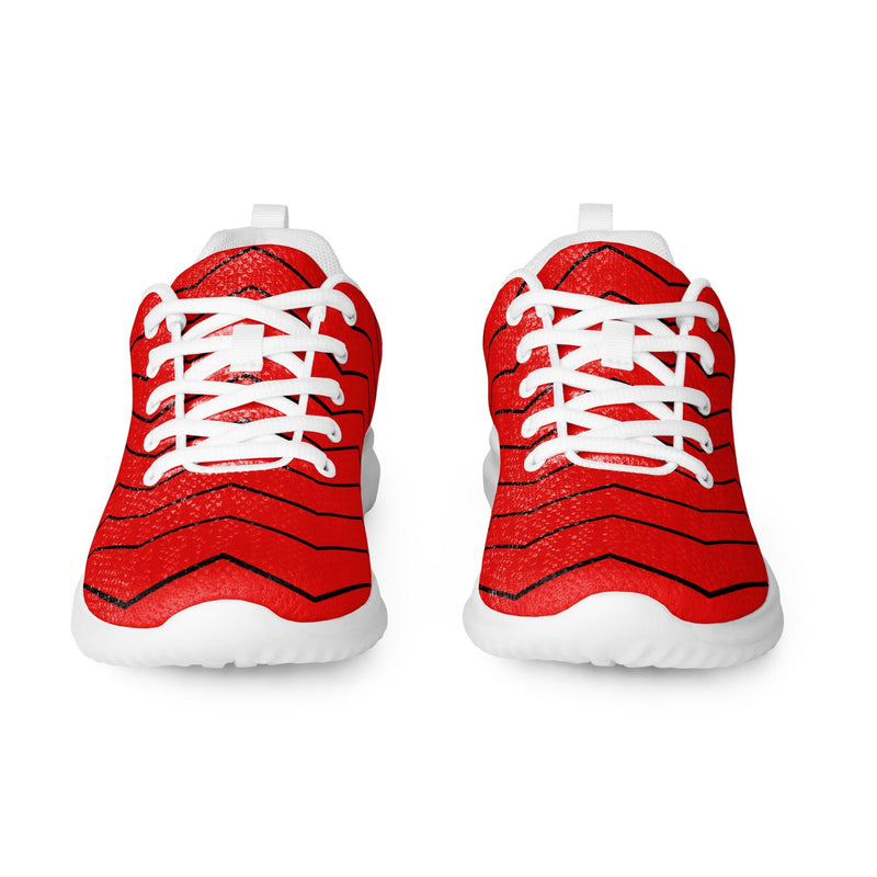 Red Chevron Athletic #140 - Front View | HA!LO Canvas Sneakers