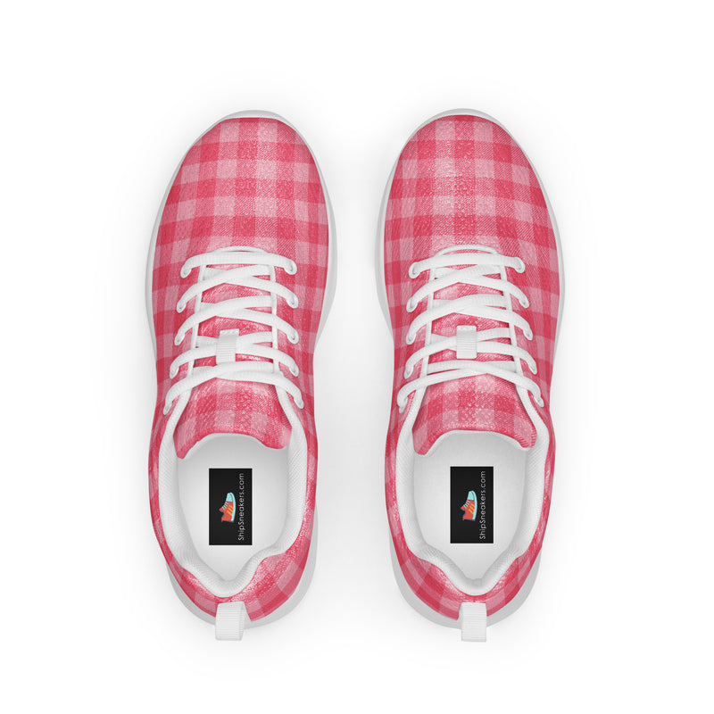 Pink Gingham Athletic #154 - Back View | HA!LO Canvas Sneakers