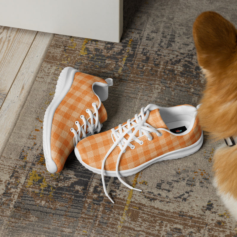 Orange Gingham Athletic #156 - Opposite Side | HA!LO Canvas Sneakers