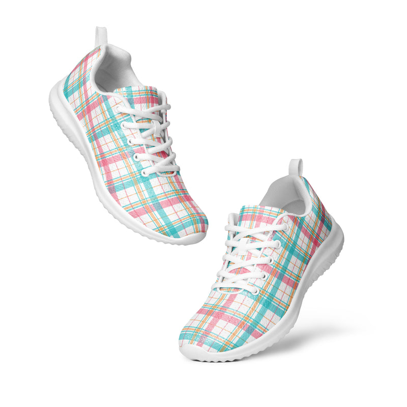 Pastel Plaid Athletic #157 - Top Down View | HA!LO Canvas Sneakers