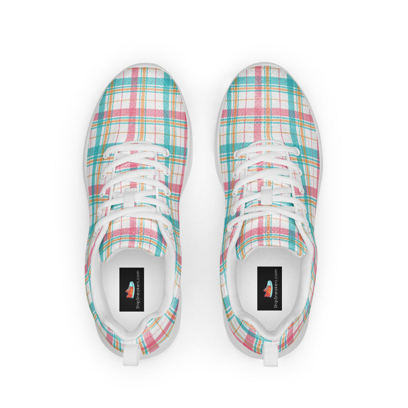 Pastel Plaid Athletic #157 - Back View | HA!LO Canvas Sneakers