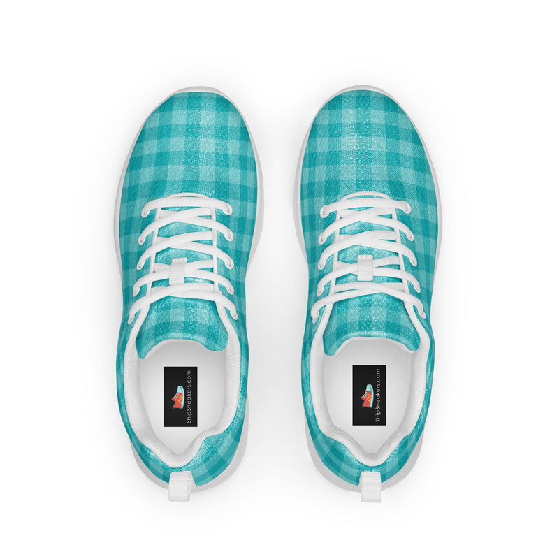 Teal Gingham Athletic #158 - Back View | HA!LO Canvas Sneakers