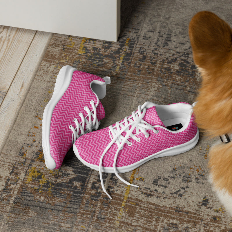 Pink Herringbone Athletic #163 - Opposite Side | HA!LO Canvas Sneakers