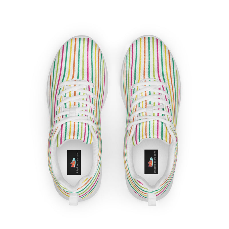 Pastel Stripe Thin Athletic #164 - Back View | HA!LO Canvas Sneakers