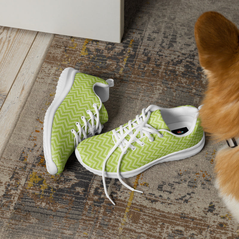 Lime Chevron Athletic #165 - Opposite Side | HA!LO Canvas Sneakers