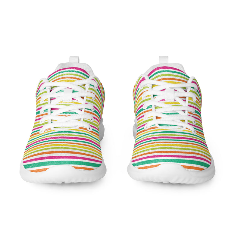 Rainbow Stripe Athletic #167 - Front View | HA!LO Canvas Sneakers