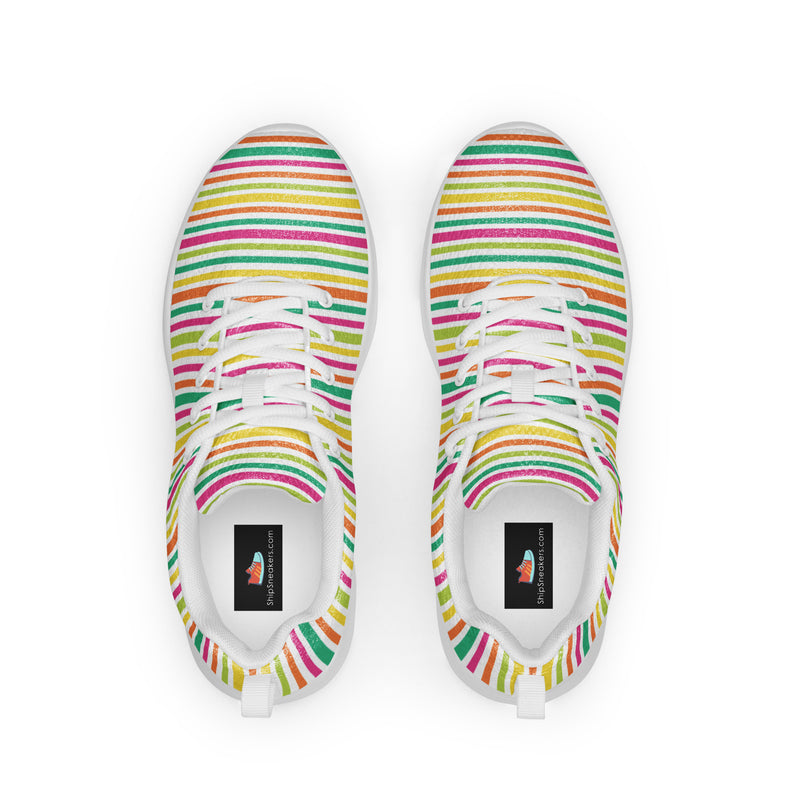Rainbow Stripe Athletic #167 - Back View | HA!LO Canvas Sneakers