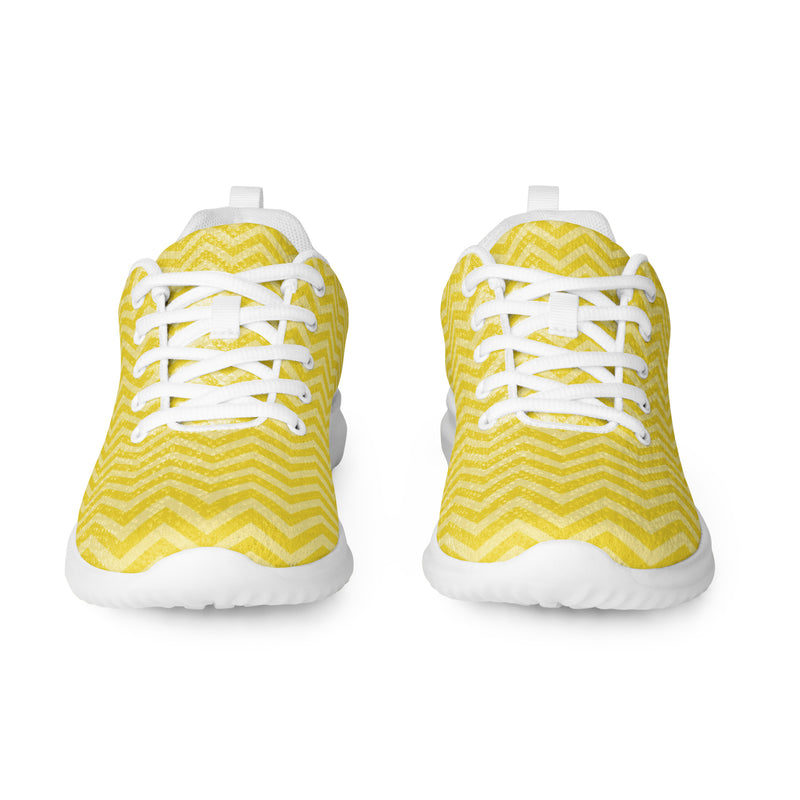 Yellow Chevron Zigzag Athletic #169 - Front View | HA!LO Canvas Sneakers