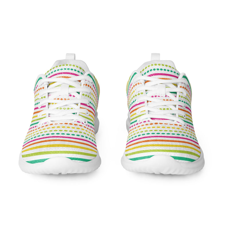 Pastel Rainbow Stripe Athletic #173 - Front View | HA!LO Canvas Sneakers