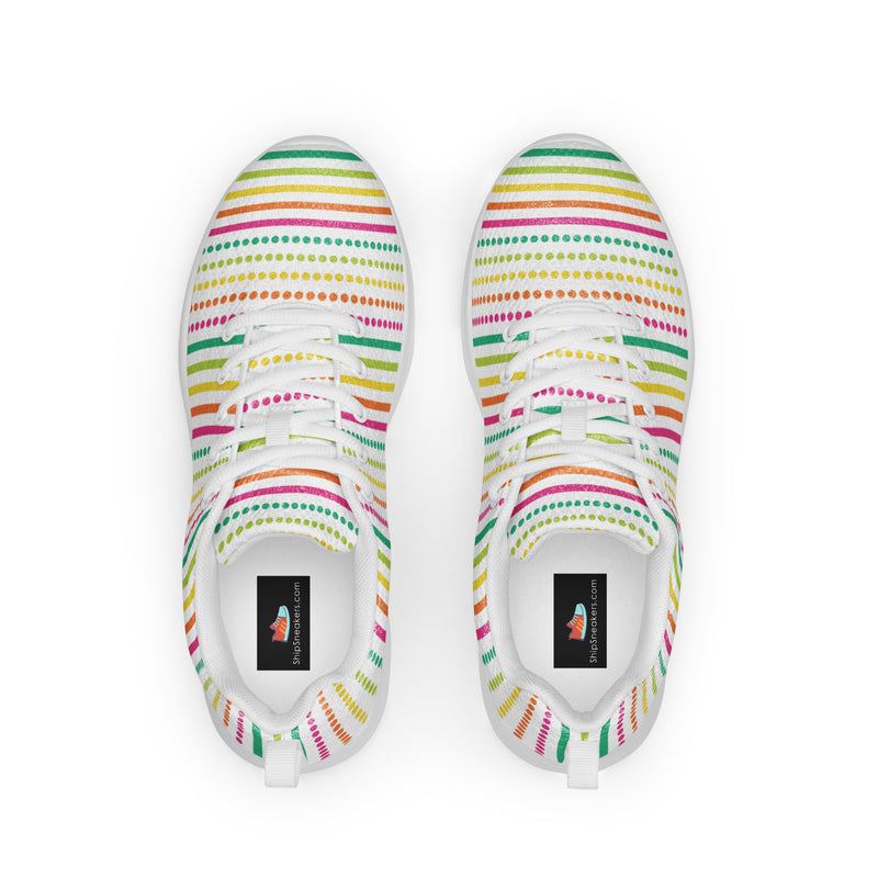Pastel Rainbow Stripe Athletic #173 - Back View | HA!LO Canvas Sneakers