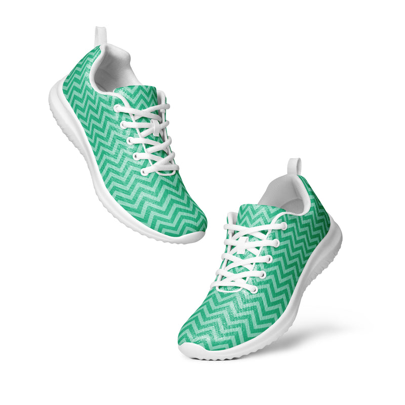 Green Chevron Athletic #174 - Top Down View | HA!LO Canvas Sneakers