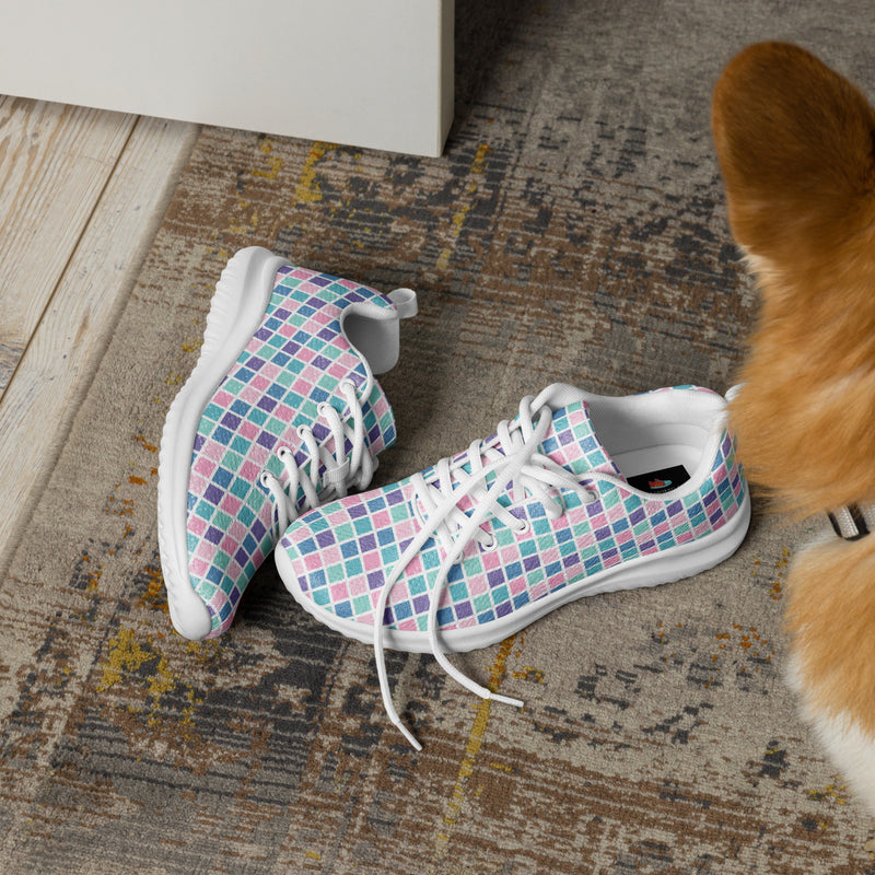 Lavender Pink Check Athletic #181 - Opposite Side | HA!LO Canvas Sneakers