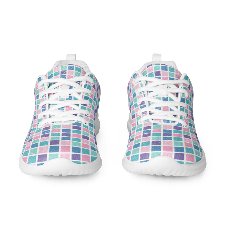 Lavender Pink Check Athletic #181 - Front View | HA!LO Canvas Sneakers