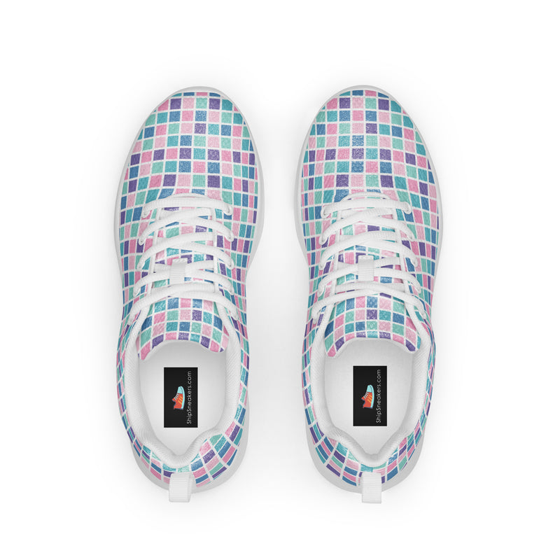 Lavender Pink Check Athletic #181 - Back View | HA!LO Canvas Sneakers