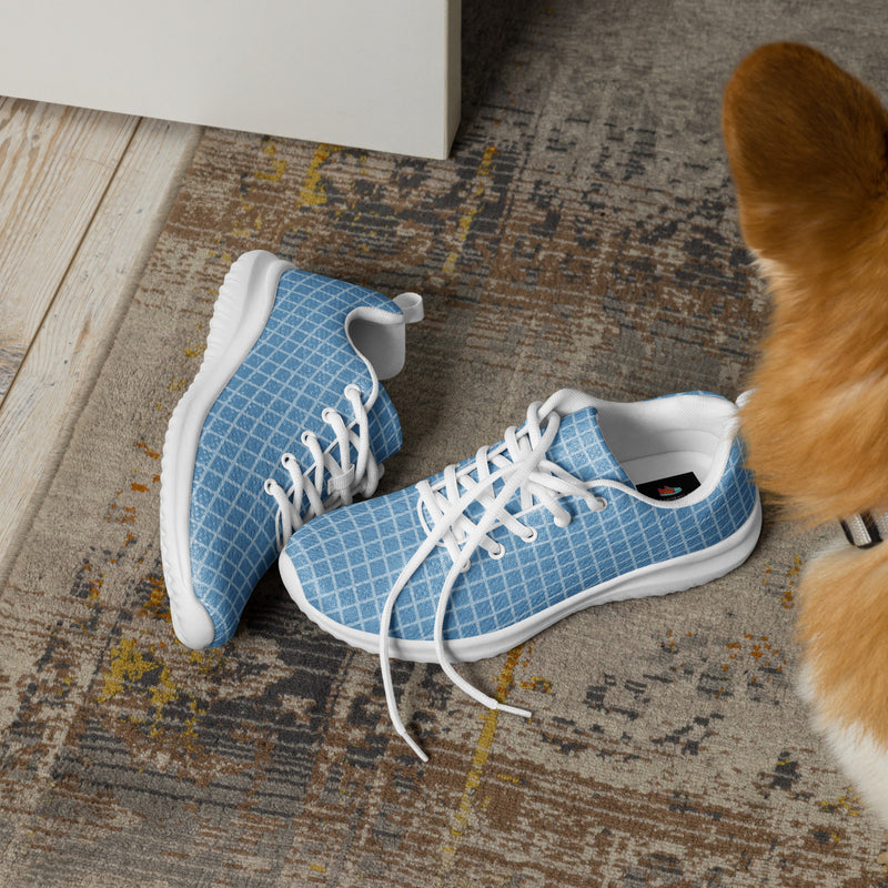 Blue Grid Athletic #188 - Opposite Side | HA!LO Canvas Sneakers
