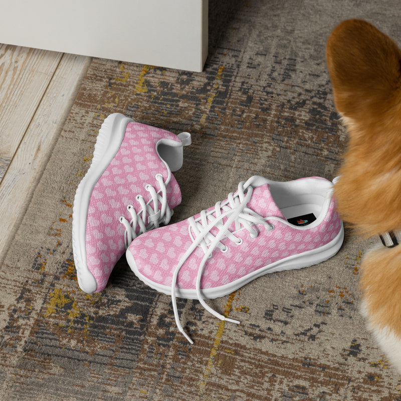 Pink Dot Pattern Athletic #189 - Opposite Side | HA!LO Canvas Sneakers