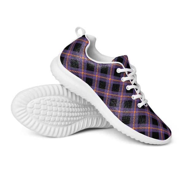 HA!LO Dark Purple Plaid — Women's Canvas Athletic Sneaker