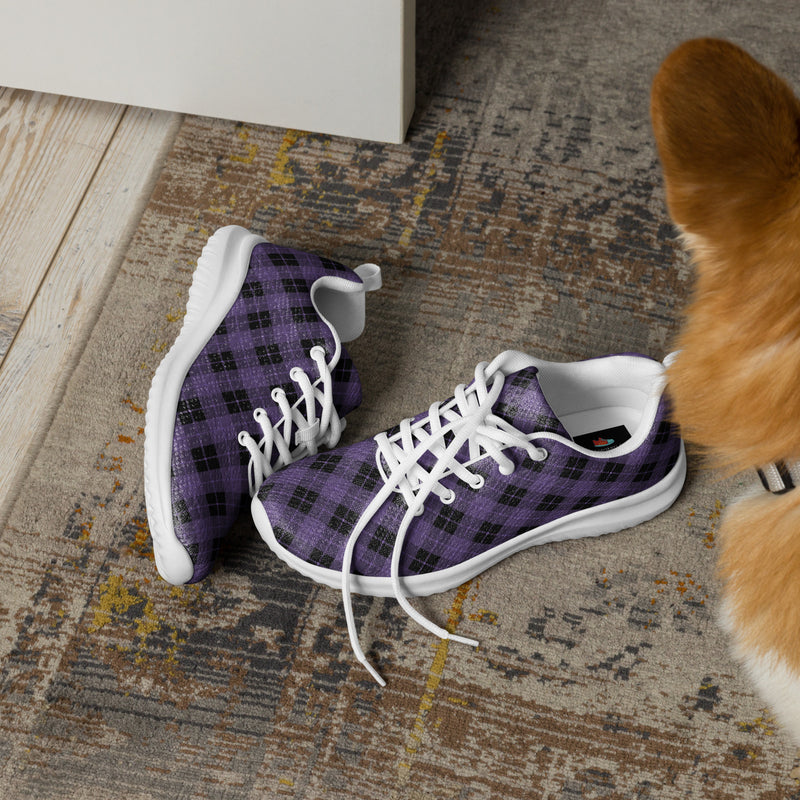 Navy Purple Plaid Athletic #192 - Opposite Side | HA!LO Canvas Sneakers