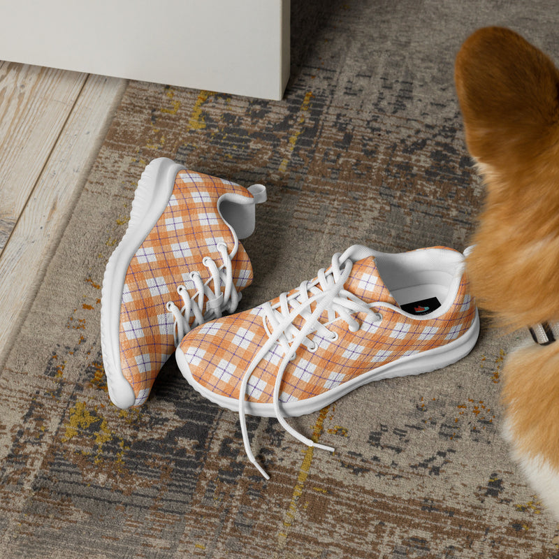 Peach Gingham Athletic #193 - Opposite Side | HA!LO Canvas Sneakers