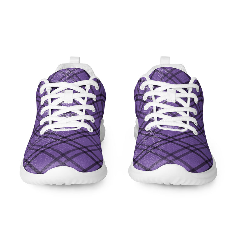 Lavender Plaid Athletic #195 - Front View | HA!LO Canvas Sneakers