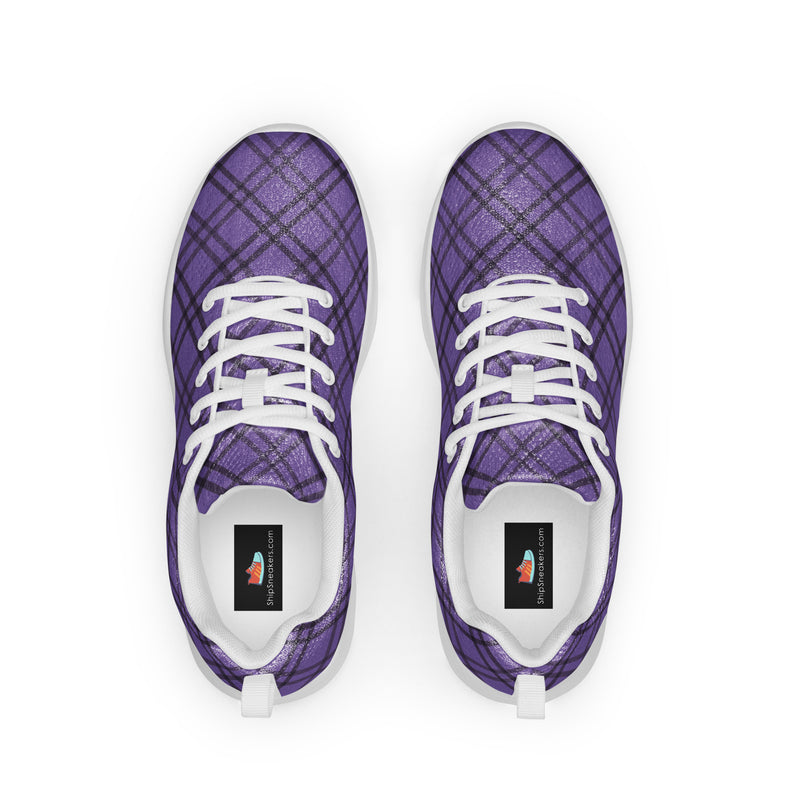 Lavender Plaid Athletic #195 - Back View | HA!LO Canvas Sneakers