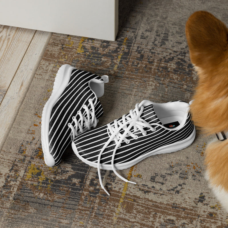 Black Vertical Stripe Athletic #205 - Opposite Side | HA!LO Canvas Sneakers