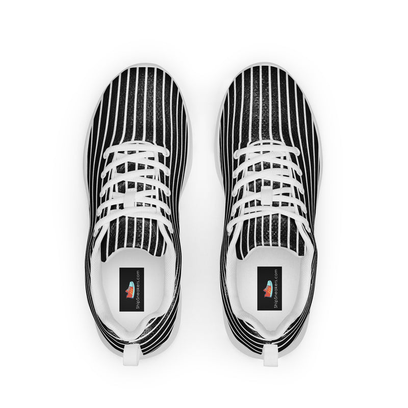 Black Vertical Stripe Athletic #205 - Back View | HA!LO Canvas Sneakers