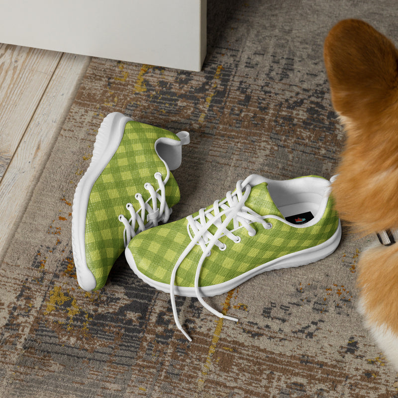 Lime Gingham Athletic #213 - Opposite Side | HA!LO Canvas Sneakers