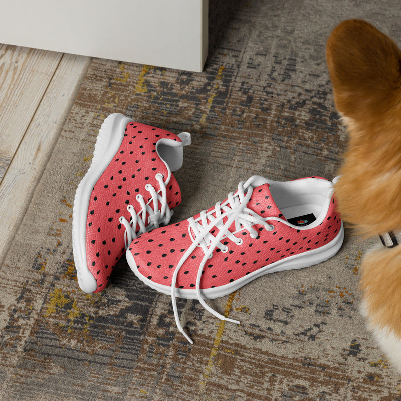 Coral Dot Pattern Athletic #220 - Opposite Side | HA!LO Canvas Sneakers