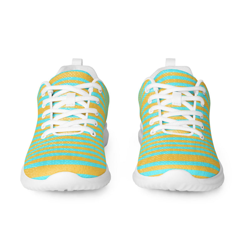 Mint Yellow Stripe Athletic #226 - Front View | HA!LO Canvas Sneakers