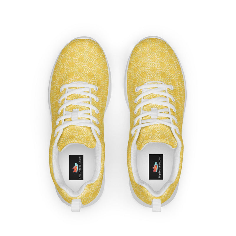Yellow Floral Athletic #231 - Back View | HA!LO Canvas Sneakers